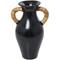 21" Black Ceramic Jug with Rattan Wrapped Handles